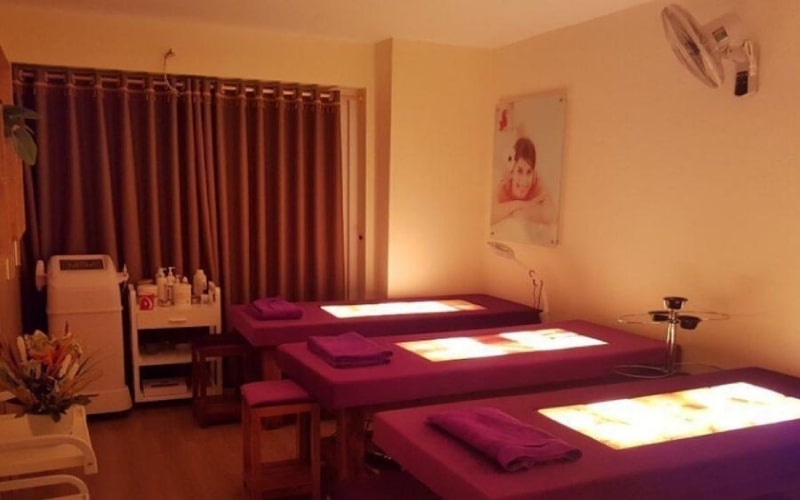 Giường chân gỗ mặt đá muối Himalaya Giường chân gỗ mặt đá muối Himalaya