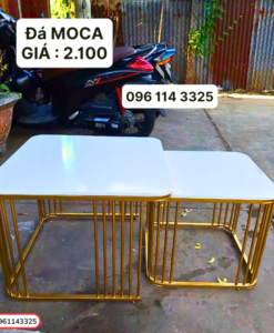Bàn trà đôi mặt đá moca