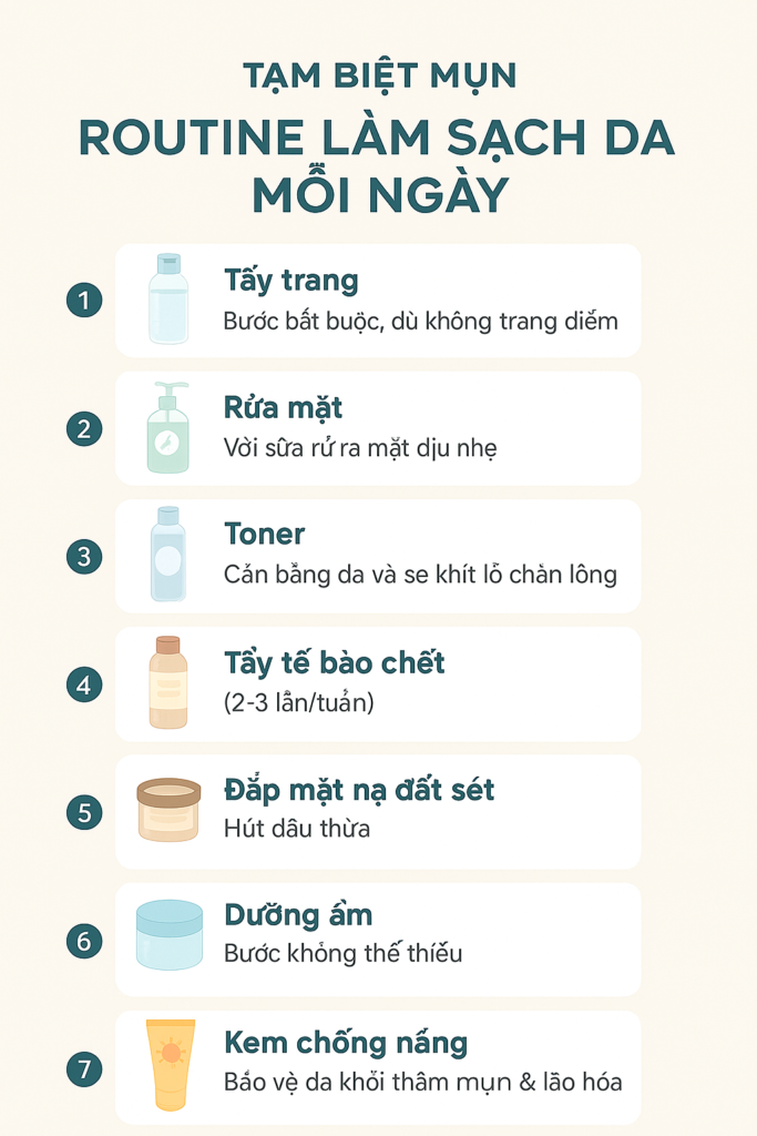 "Tạm Biệt Mụn – Routine Làm Sạch Da Mỗi Ngày"