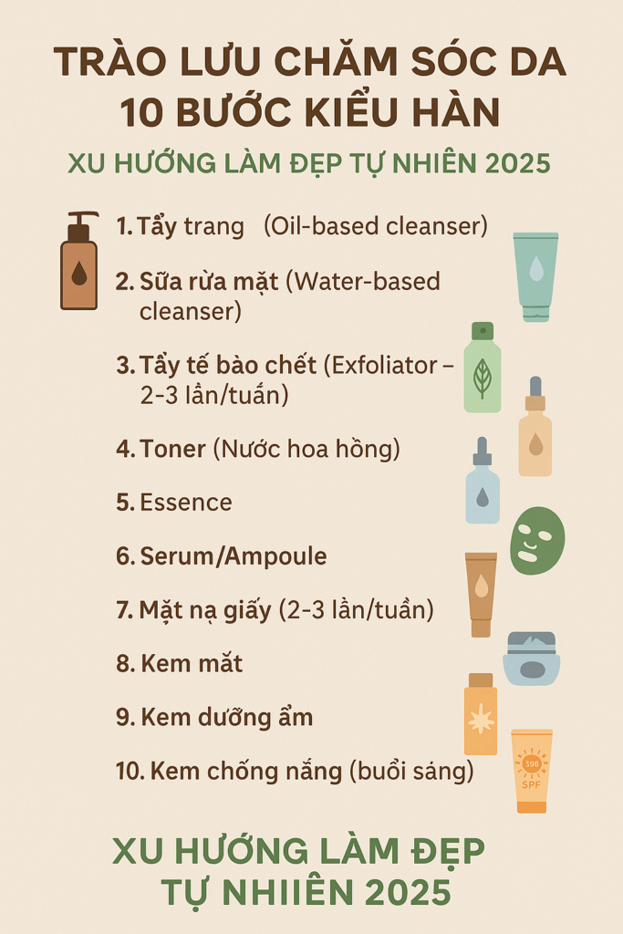Trào Lưu Chăm Sóc Da 10 Bước Kiểu Hàn – Bắt Kịp Xu Hướng Làm Đẹp Tự Nhiên 2025