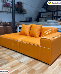 Sofa Bed Tay Vịn Bọc Da Simili Màu Cam – Sự Lựa Chọn Hoàn Hảo Cho Không Gian Hiện Đại